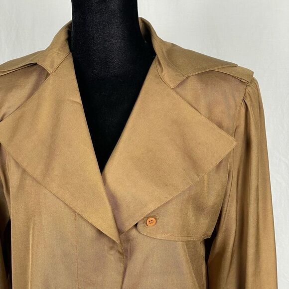 Vintage Levante’ 100% Silk Shoulder Pad Safari Blouse - Women’s 6 - Picture 5 of 8